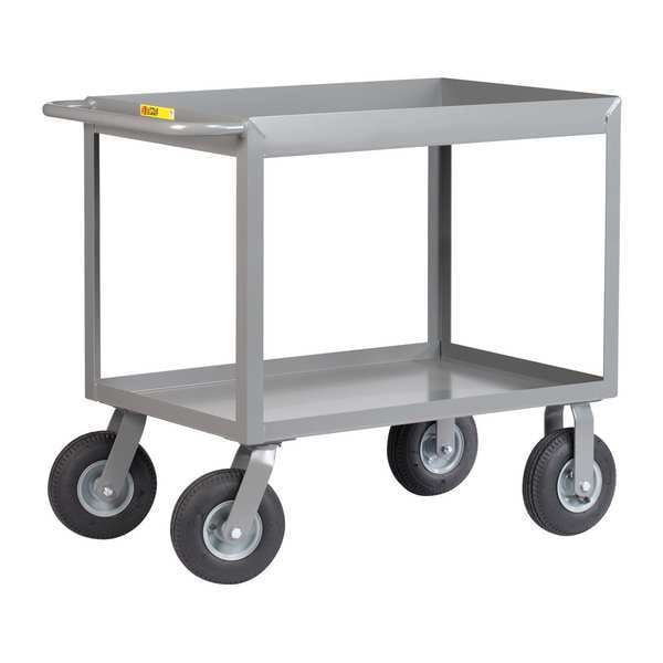 Flat Handle Deep Shelf Utility Cart, Steel, 1200 lb Load Capacity, 2 Shelves, 54 in L, 24 in W