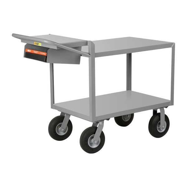 Order-Picking Utility Cart with Flush Metal Shelves, Steel, 1,200 lb Load Capacity, 2 Shelves