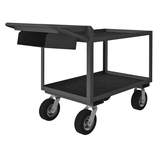 Instrument Cart with Lipped Metal Shelves, Steel, 1,200 lb Load Capacity, 2 Shelves, 78 1/2 in L