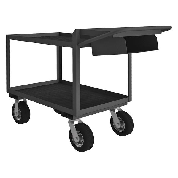 Instrument Cart with Lipped Metal Shelves, Steel, 1,200 lb Load Capacity, 2 Shelves, 72 in L