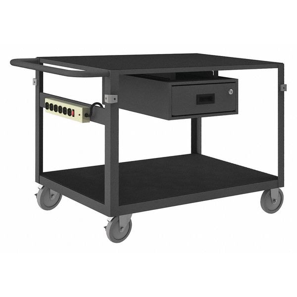 Instrument Cart with Flush Metal Shelves, Steel, 1,000 lb Load Capacity, 2 Shelves, 66 1/2 in L