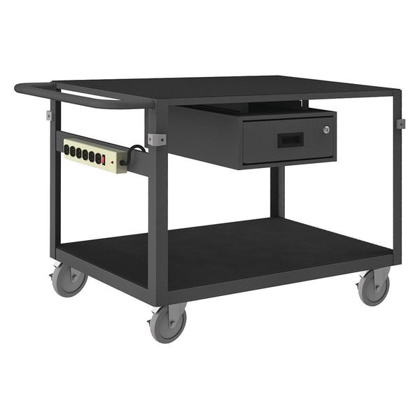 Instrument Cart with Flush Metal Shelves, Steel, 1,000 lb Load Capacity, 2 Shelves, 54 1/2 in L