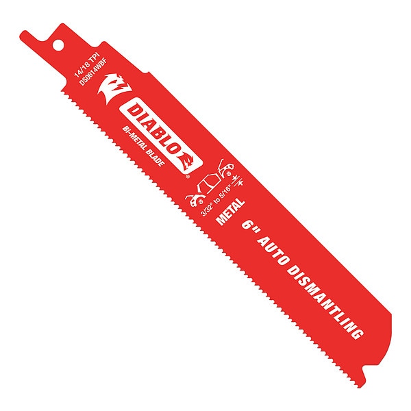 6 in L x 14/18 TPI Reciprocating Saw Blade, 25 PK