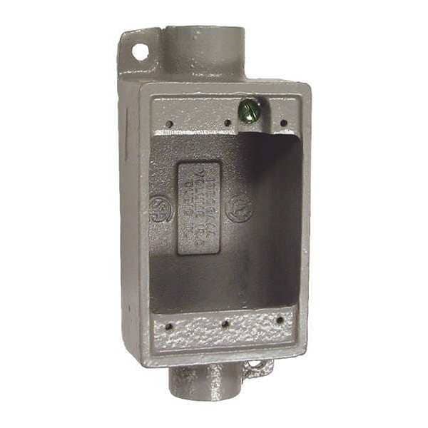 Electrical Box, 50 cu in, FDC Box Type, 1 Gang, Malleable Iron, Rectangular Shape