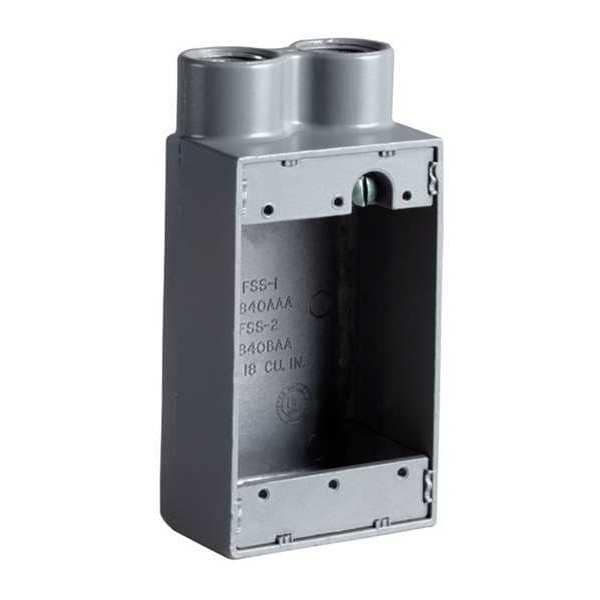 Electrical Box, 18 cu in, FSS Box Type, 1 Gang, Malleable Iron, Rectangular Shape