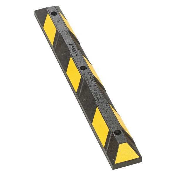 Car Stop, Rubber, 4 in Height, 4 ft Length, Black/Yellow