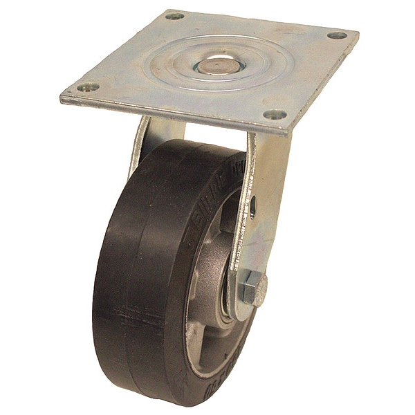 Plate Caster, Swivel, Rubber, 7 7/16"H