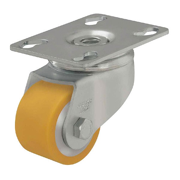 Plate Caster, Swivel, Polyurethane, 2 7/8"H