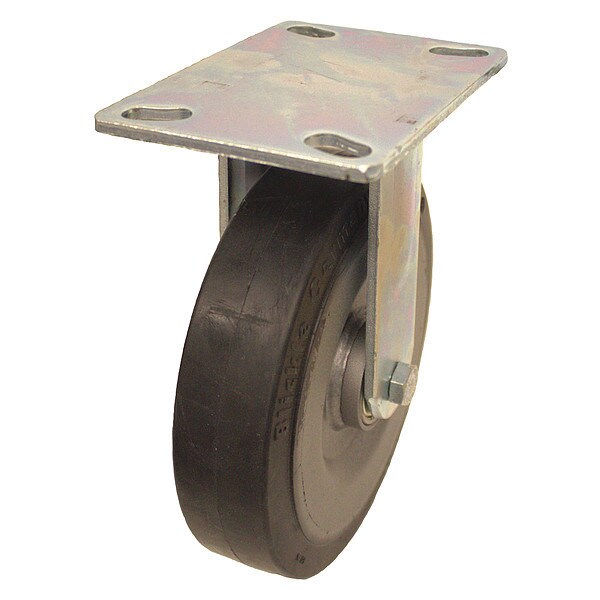 Plate Caster, Rigid, Rubber, 9 7/16"H