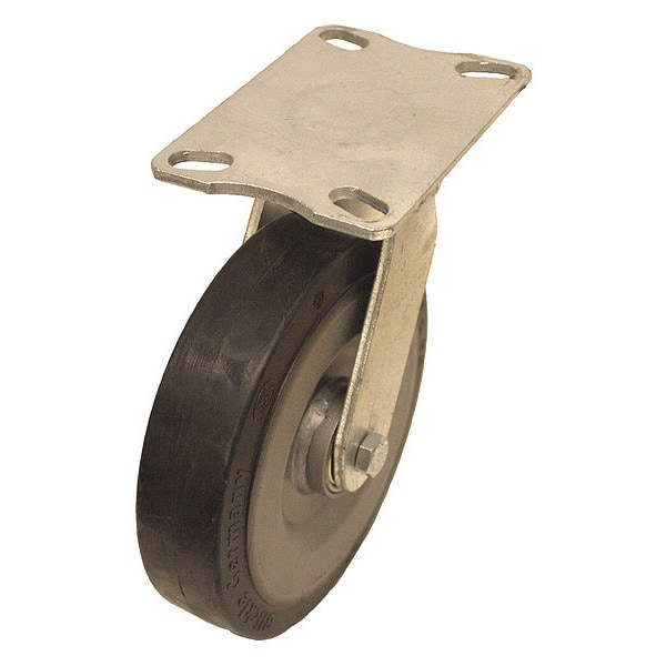 Plate Caster, Swivel, Rubber, 9 7/16"H