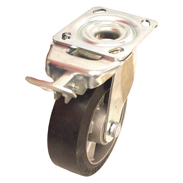 Plate Caster, Swivel, Rubber, 9 1/4"H