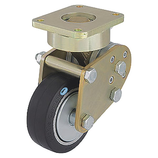 Plate Caster, Swivel, Rubber, 6 11/16"H