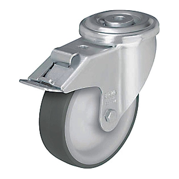 Bolt-Hole Caster, 4 7/8"dia, Swivel, PU