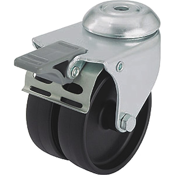 Bolt-Hole Caster, 2"dia, Swivel, Nylon