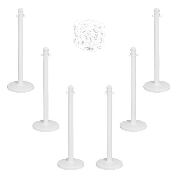 Barrier Post Kit, White, 40 in Post Height, Gloss