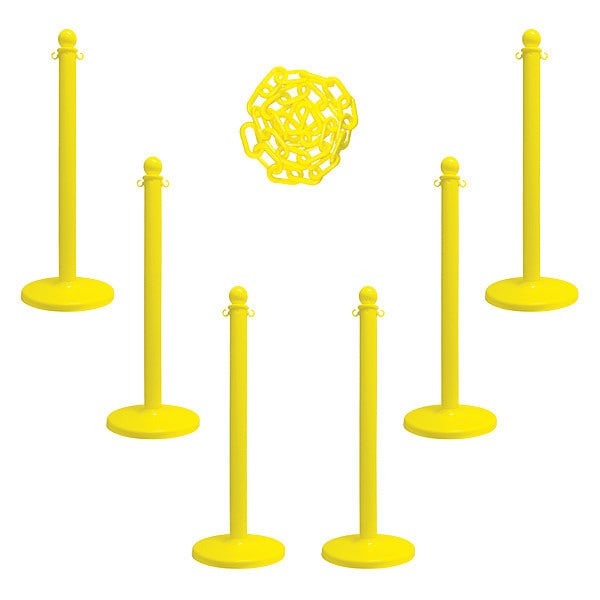 Barrier Post Kit, Yellow, 40 in Post Height, Gloss