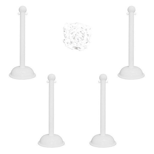 Barrier Post Kit, White, 41 in Post Height, Gloss