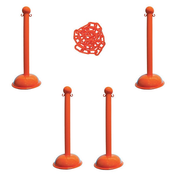 Barrier Post Kit, Safety Orange, 41 in Post Height, Gloss