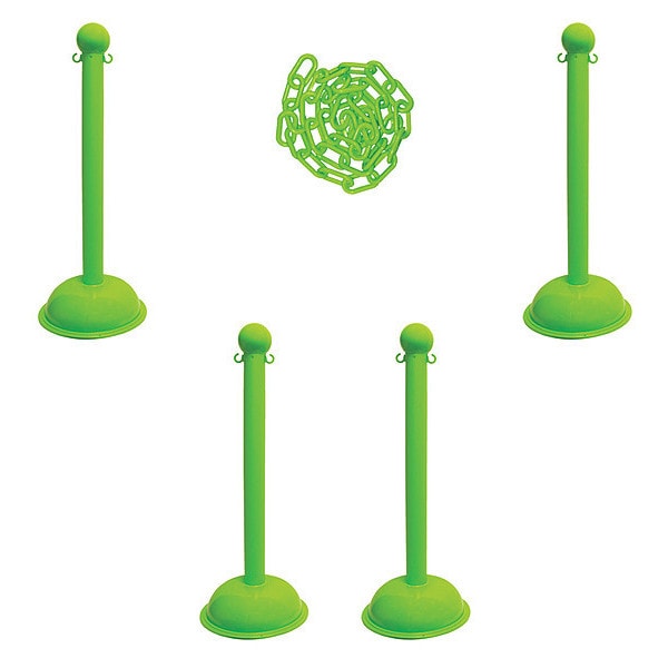 Barrier Post Kit, Safety Green, 41 in Post Height, Gloss