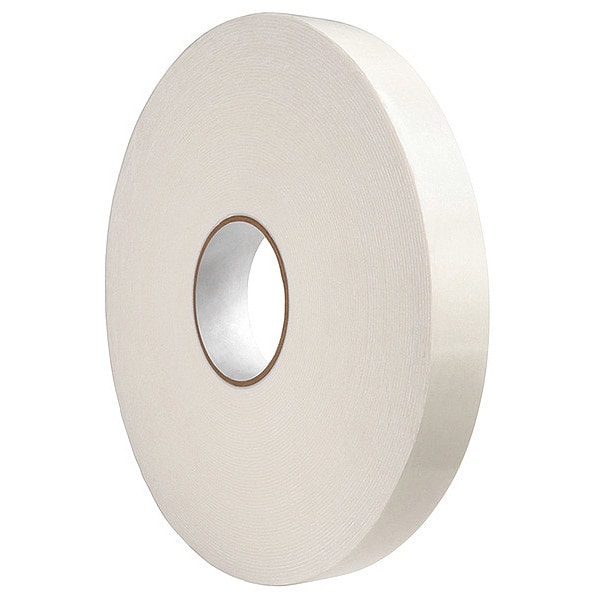 Double-Sided Foam Tape, 1 in W, 18 yd L, 1/16 in, Polyethylene Foam, Double-Sided