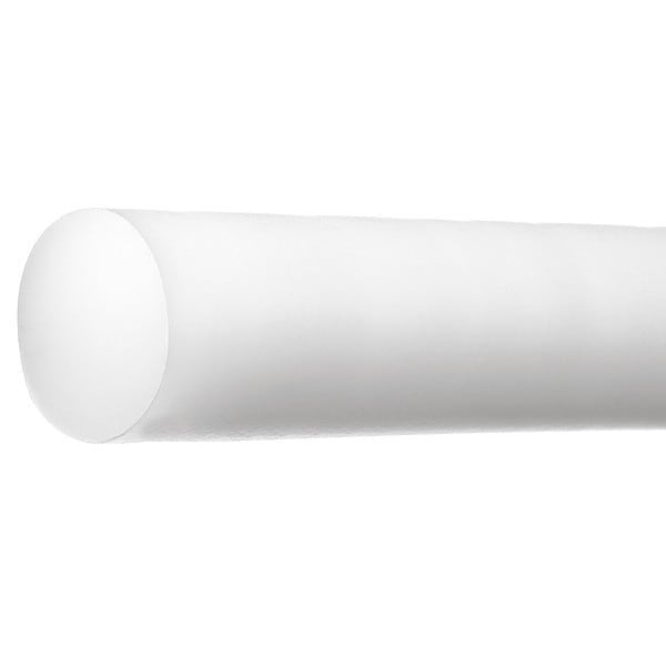 White Acetal Homopolymer Acetal Homopolymer Rod 5 ft L, 2 in Dia.