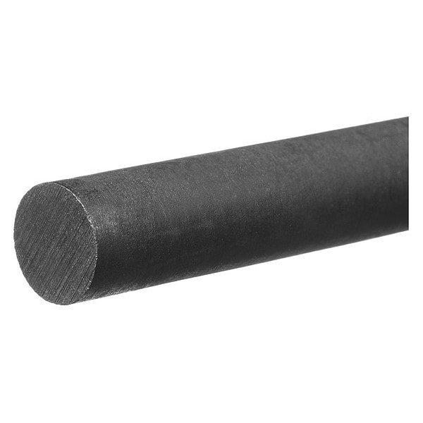Black Acetal Homopolymer Acetal Homopolymer Rod 1 ft L, 2 in Dia.