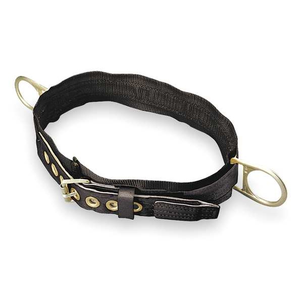 Body Belt, 2 D-Rings, Hips Location, Stainless Steel, Includes Padding: Yes , L
