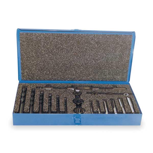 18PC HSS Plug Hand Tap And HSS  Round Adjustable Die and Jobber Drill Set Cle-Line 7 Sizes M6 To M12