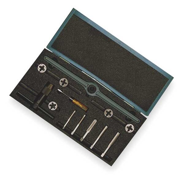 13PC 1/4-20 - 1/2-13 UNC HSS Plug Hand Tap and Carbon Round Adjustable Die Set Cle-Line
