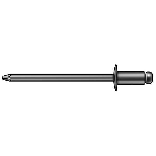 Blind Rivet, Dome Head, 1/8 in Dia., 1/4 in L, Copper Body, 500 PK