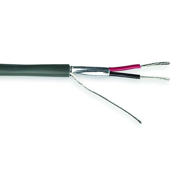 Communication Cable, 2 C, Gray, PVC, 1000 ft.