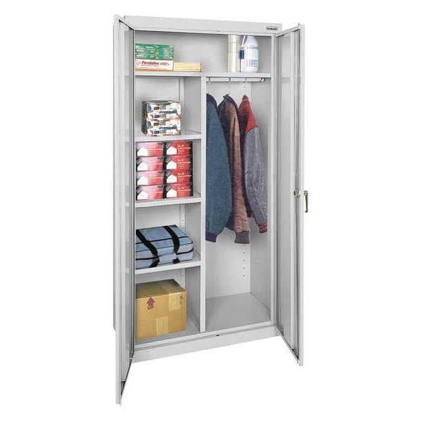 Combo Wardrobe Storage Cabinet, 72 in H, 36 in W, 18 in D, Swing, Keyed, Gray, 4 Shelves, 0 Drawers