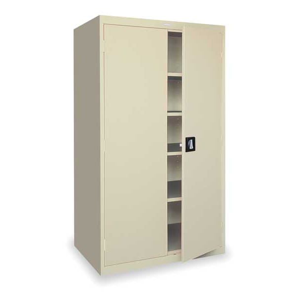 Shelving Storage Cabinet, 72 in H, 36 in W, 18 in D, Swing, Keyed, Gray, 4 Shelves, 0 Drawers