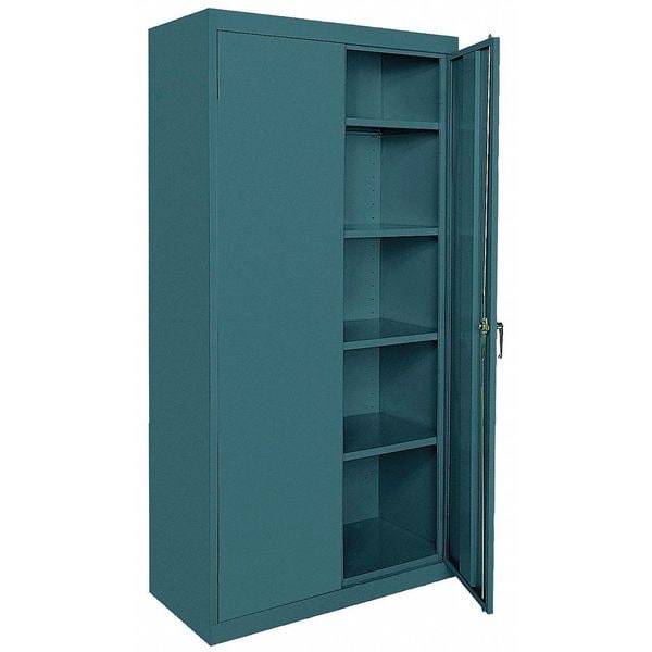Shelving Storage Cabinet, 72 in H, 36 in W, 18 in D, Swing, Keyed, Dark Gray, 4 Shelves, 0 Drawers