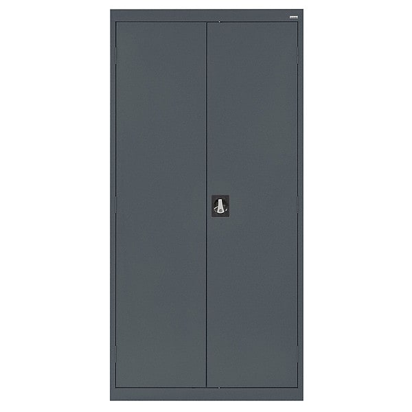 Combo Wardrobe Storage Cabinet, 72 in H, 36 in W, 18 in D, Recessed Pull, Keyed, Gray, 4 Shelves