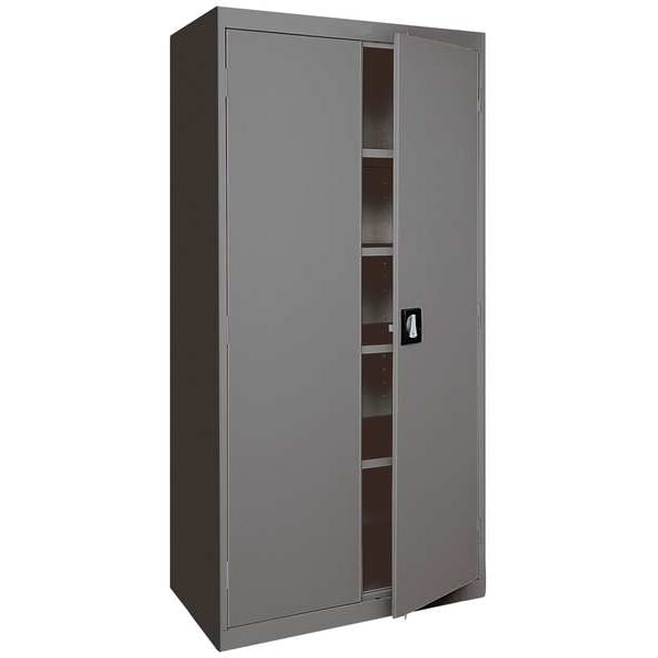 Shelving Storage Cabinet, 72 in H, 36 in W, 18 in D, Swing, Keyed, Dark Gray, 4 Shelves, 0 Drawers
