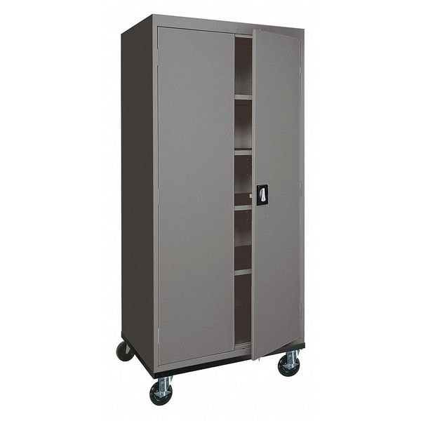 Solid Door Storage Cabinet, 36 in W, 78 in H, 24 in D, Dark Gray