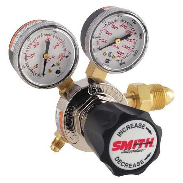 Gas Regulator, Nitrogen, Single Stage, 0.965"-14 Inlet, 7/16"-20 Outlet, 450 psi