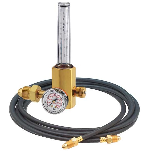 Flowmeter Regulator and Hose Kit, Argon, Carbon Dioxide, Helium, Single Stage, 0.965"-14 Inlet
