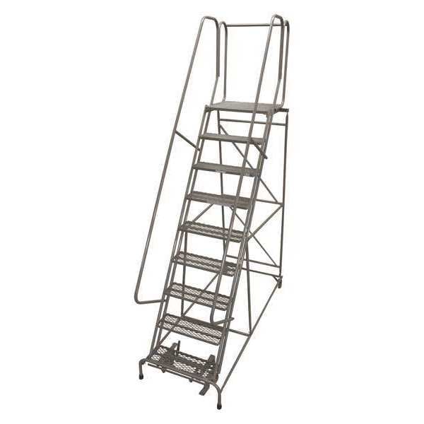 120 in H Steel Rolling Ladder, 9 Steps, 450 lb Load Capacity