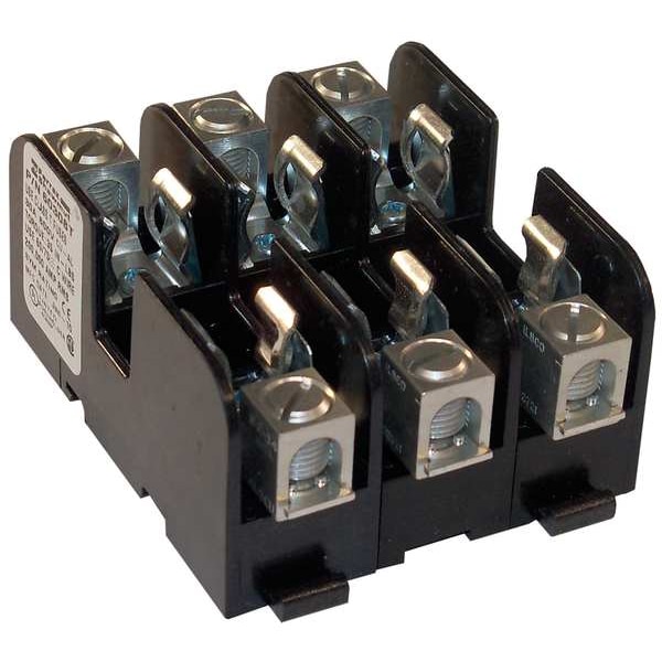 Open Fuse Block, 0 to 30A Amp Range, 600V AC/DC Volt Rating, 3 Poles, Box Lug