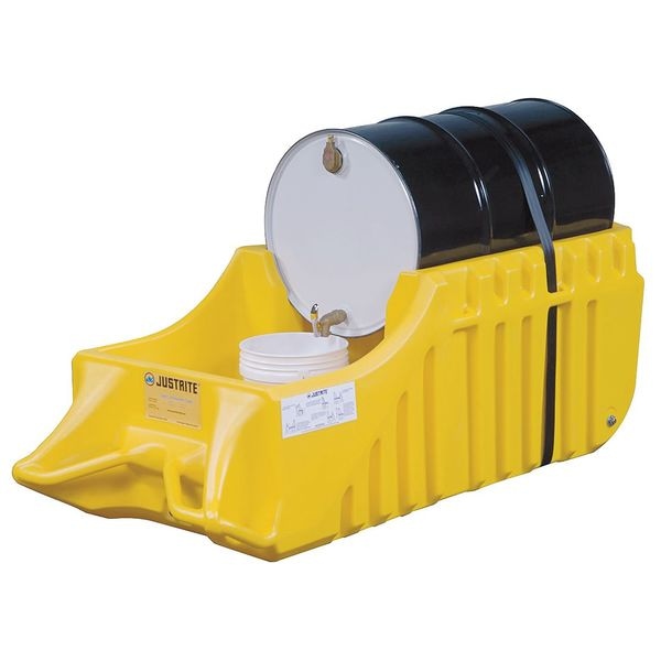 Spill Containment Indoor/Outdoor Drum Caddy, Fits 55 Gallon Drums, Polyethylene, Yellow - 28664