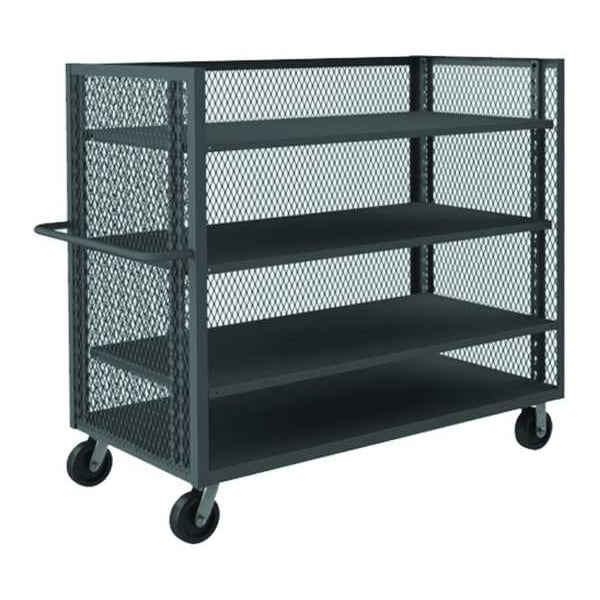 14 ga. Steel 3 Sided Mesh Stock Cart 2000 lb. Capacity, 66-1/2"L x 30-3/8"W x 56-7/16"H