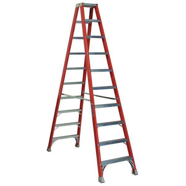 10 ft Fiberglass Twin Stepladder, 300 lb Capacity