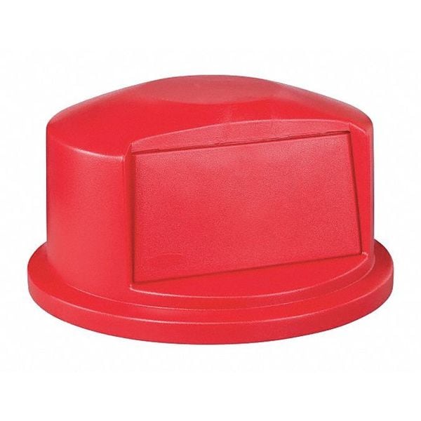 BRUTE(R) 32 gal Trash Can Lid, Dome with Push Door Red, Resin, 1 Openings 22 3/4 in W/Dia