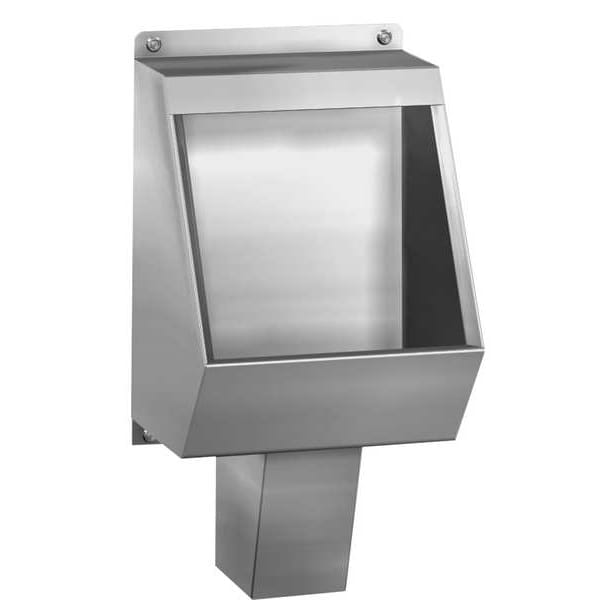 Institutional Urinal, 1 gpf, 1.5 gpf gpf, Washout, Wall Mount, Silver