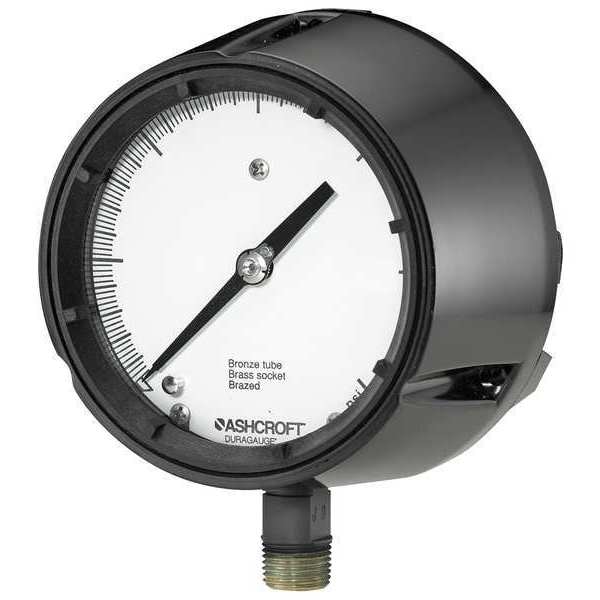 Process Pressure Gauge, 0 to 400 psi, 4 1/2 in Dial, 1/2 in NPT, Bottom Location