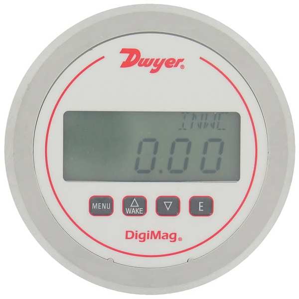 Digital Differential Pressure Gauge, 5 in Dial, 0.125 in Tubing, Center Back Location