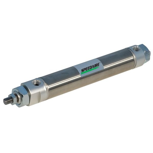Round Body Cylinder, 7/16 in Bore, 2 in Stroke, Round Body Double Acting, Stainless Steel .