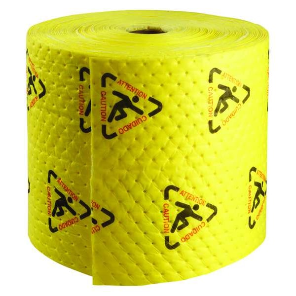 Sorbent Roll, 20 gal, 15 in x 300 ft, Harsh Chemicals, Black, Red, Yellow, Polypropylene